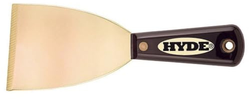 Hyde Tools 02420 3-Inch Brass Stiff Chisel Scraper, Black and Silver