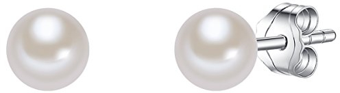 Valero Pearls Damen-Ohrstecker Hochwertige Süßwasser-Zuchtperlen in ca. 4 mm Rund weiß 925 Sterling Silber - Perlenohrstecker mit echten Perlen 186110
