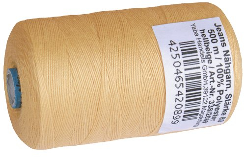 1 Stück Spule a. 500 m Jeans - Nähgarn, Jeansfaden hellbeige, Stärke 80, 100% Polyester, Nähmaschinen Garn Garne, 2089