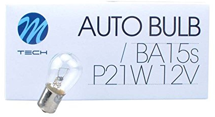 M-Tech M-10x Glühbirne BA15S 12V 21W S25 Klar Z14ER Auto KFZ Standlicht Autolampen Glühbirne Kennzeichenlicht mit E Zeichen, Gelb, Rot