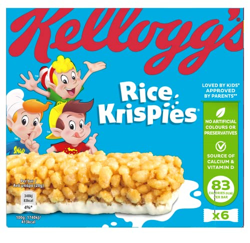 Kellogg's Rice Krispies Cereal and Milk Bar Box, 6 x 20g