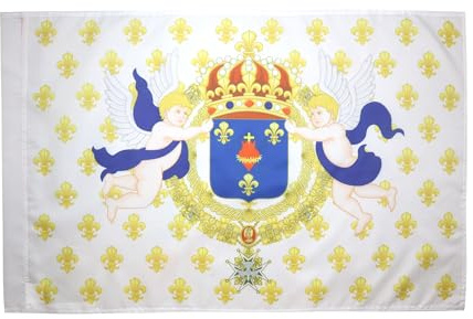 AZ FLAG Drapeau Royaume de France Cœur de Jésus 150x90 cm Fourreau | Usage intérieur et extérieur Drapeau décoratif royaliste français coutures doubles et bords renforcés avec fourreau pour mât