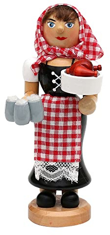 Dekohelden24 Wunderschöne Räucherfrau als Kellnerin mit rauchendem Hähnchen, ca. 18 cm