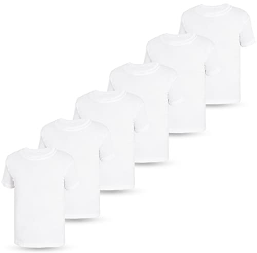LOREZA ® 6-pack barn unisex undertröja kortärmad t-shirt skjorta pojkar flickor underkläder 100 % bomull, 164-170