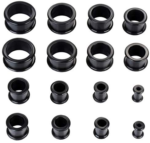 HuaCan Flesh Tunnel Silikon Set - 16 Stück Soft Klassisch Rein Farbenspiel Double Flared Tunnel oder Plug Punk Unisex 6mm-20mm