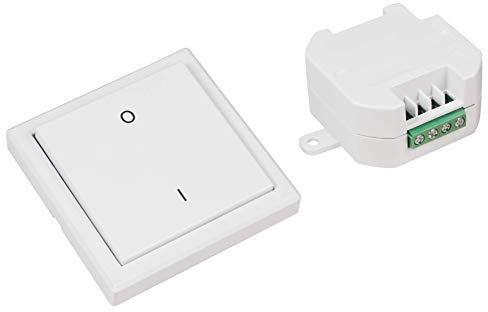 McPower | Funk-Schalter Set Comfort | Empfänger + Wandtaster | LED geeignet | 433 MHz | 70 m Reichweite | 2000W | Unterputz | Smart Nachrüstung