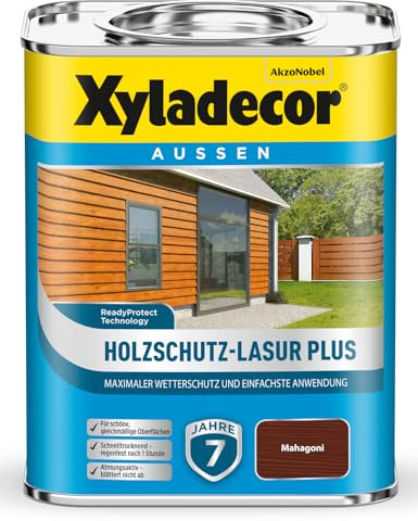 Xyladecor Lasur Plus Lasure à base d'eau en bois pour l'extérieur dans différentes couleurs et tailles (0,75 L, acajou)
