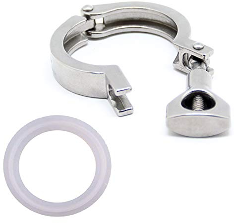 QiiMii Stainless Steel 304 Single Pin Heavy Duty Tri Clamp with Wing Nut for Ferrule TC 1.5 with 1 pc Silicone Gasket