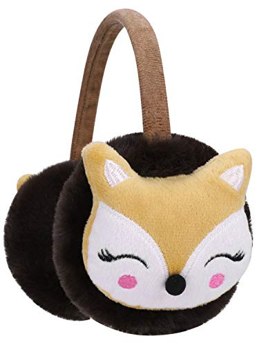 Fox Earmuffs Winter Warm Soft Ear Muffs for Kids - Cute Plush Fleece Children Earflaps Adjustable Ear Warmer Protection for Xmas Birthday Gift