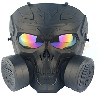 Paintball-mask, taktisk helansiktsdummy gasstil mask skalle CS-mask med dubbel turbo-fläkt för cosplay halloween krigsspel maskerad