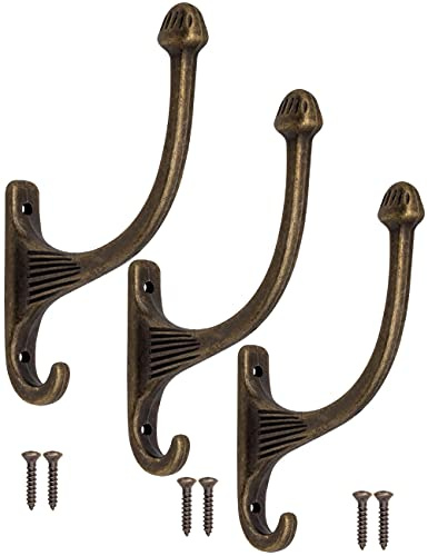 Fuxxer Massive Garderoben-Haken, Eisen-Haken, Antik Bronze Design, 3er Set