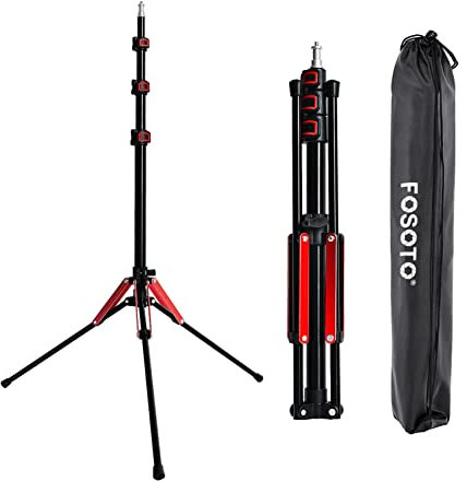 FOSOTO Soporte Trípode para Iluminación Luz Led Foco Reflector Altavoz Proyector Softbox, Aleación de Aluminio,Ligero y Plegable,con Funda (Altura Ajustable :49cm -192cm