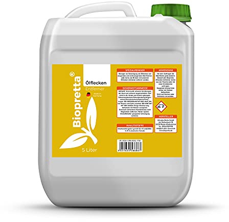 Biopretta Ölflecken Entferner 5000 ml Konzentrat gegen Ölflecken aller Art für Pflastersteine, Asphalt u.v.m.