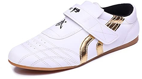 fayengan Taekwondo Shoes, Soft Sole Boxing Karate Shoes For Taichi Martial Arts Sneaker Gym Exercise Foot Protective (Color : Gold, Size : 35 EU)