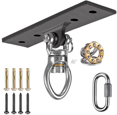 BeneLabel Suspension pour BalançOire, Crochet de Suspension Hamac Pivotant 360, Support de Fixation Mural pour Sac de Frappe, Corde Yoga, Cerceau Aérien Kit de Suspension Bois/Béton, 900lb/Losange