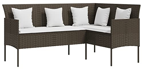vidaXL Sofa in L-Form mit Kissen Gartensofa Lounge Gartenmöbel Sitzgruppe Couch Sofagarnitur Sitzgarnitur Terrassenmöbel Poly Rattan Braun