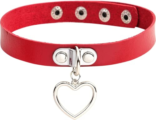 MILAKOO Punk Rock Choker Damen Gothic Lederhalsband mit Anhänger Herz Punk Halsband Frauen verstellbar