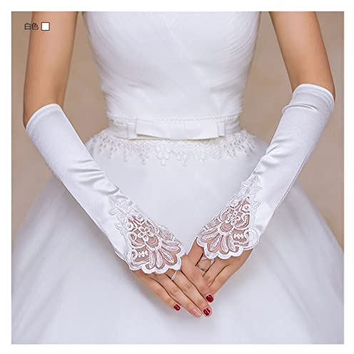 nihngvjm Sommer-Sonnenschutz-Handschuhe, Kurze, Fingerlose Brauthandschuhe for Frauen, Braut, Satin-Handschuhe, Hochzeits-Accessoires auf Lager brauthandschuhe (Color : Ivory)