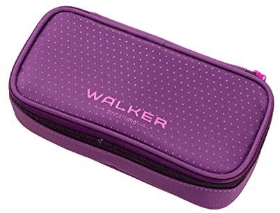 Walker Schlamperbox Fame 2.0 Uni Plum, Federmappe mit geräumigem Hauptfach, doppelseitiger Trennwand mit 20 Stiftfächern, Zippfach und robustem Reißverschluss