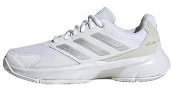 Adidas Women's CourtJam Control 3, White/Silver Metallic/Grey, 8