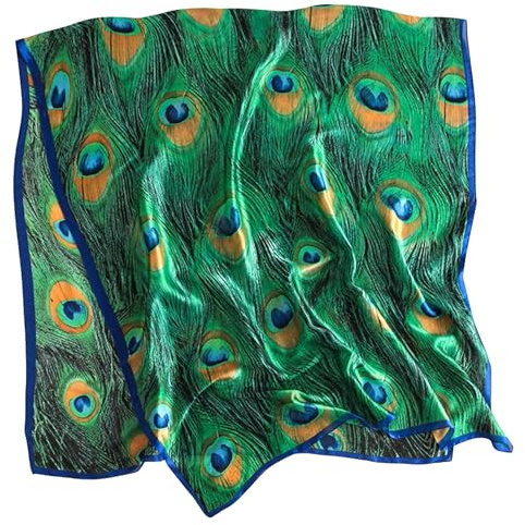 GFM® Dam Sidenblandad Målning eller Konstbaserad Sommarscarf (VSLK) (Peacock Feathers)(FS-VSLK-3475-A)