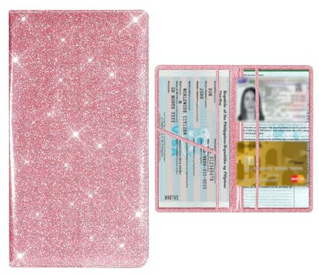 Kewucn Bling Auto-Registrierungs- und Versicherungskartenhalter, Premium-Leder, Auto-Lizenzdokumente, Handschuhfach-Organizer mit Magnetverschluss, unverzichtbare Fahrzeug-Brieftaschen-Hülle für Damen
