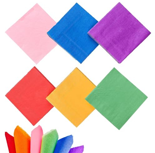 TRKETK Lot de 60 serviettes carrées multicolores (25 x 25 cm) pour anniversaires, mariages et réunions de famille