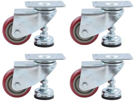 TOPWAY 4er Set Möbelrollen 70mm Max Kapazität 210kg Lenkrollen Schwenkrollen drehbare Rollen für Möbel Lenk-Nivellierrolle für Rollwagen