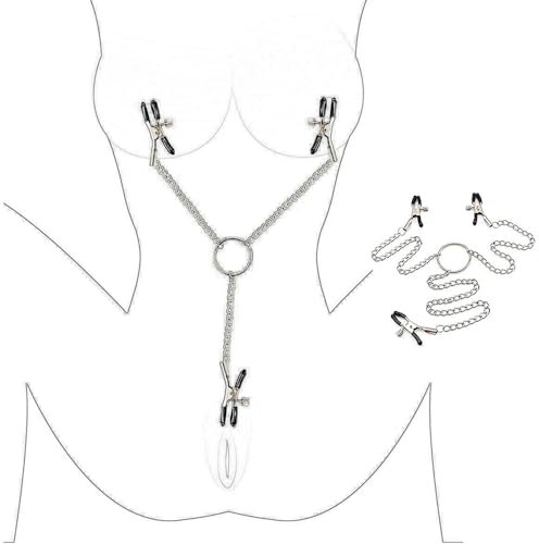 Dstymkler Pince de massage à chaîne en acier inoxydable pour femme pour chambre à coucher, jeux de fête, pression réglable, convient aux hommes et aux femmes