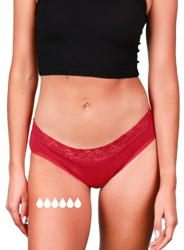 Queen Ultra, Periodenunterschwäche Damen, Menstruationsslip, Periodenslip | Ersetzt bis zu 6 Tamponwechsel, sehr starke Tage und Nacht, mit Spitze, Bio-Baumwolle, PFAS-frei, vegan, Periodenunterwäsche