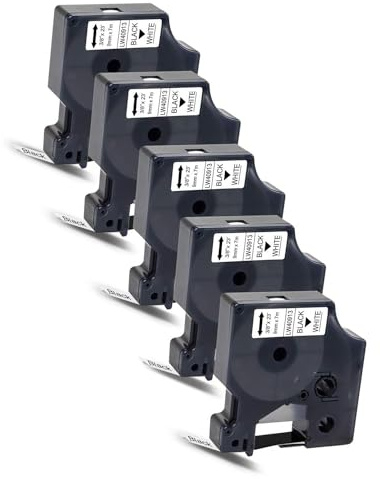 nanologi 5x Kompatibel Schriftband Ersatz für 40913 S0720680 D1 9mm, Schwarz auf Weiß, Etikettenband für LabelManager 160 PNP 210D 360D 280 420P 500TS Labelpoint 250 150 100