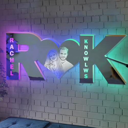 Personalisierter LED-Spiegel mit Herzbuchstabe für Paare, personalisierter Name, mehrfarbig, Wanddekoration, Weihnachten, Hochzeit, Geburtstag, Zimmer, Geschenke für Ehefrau, Freundin, Kinder