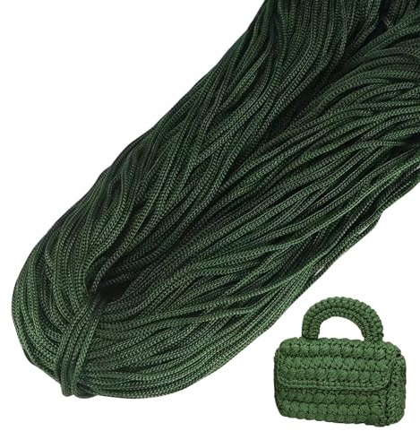 LEREATI Cordino per Borse Uncinetto, Corda Macrame 3mm x 200m Filo Macrame in Poliestere Uncinenetto e Ferri per Abbigliamento, Borse, Tappeti, Fai da Te, Regalo per Maglieria (Verde Scuro)