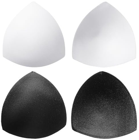 BBTO 2 Pairs Bra Pads bikini Inserts removable sports bra padding replacement Triangle Shape Insert Comfortable Breathable(5.12 x 5.31 Inches,Black, White)