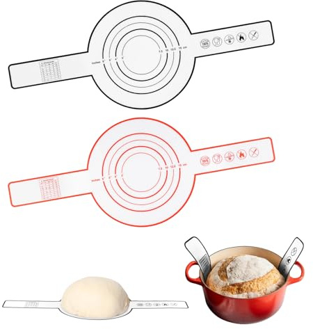 MABAHON 2PCS Silicone Bread Sling for Dutch Oven,Large Baking Mat with Long Handles,for Sourdough Pastry, for Transferring Dough, Reusable Heat Resistant Baking Sheets Liner(Red + Black)