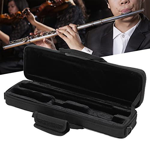 Flute Case Carry Bag,16 Hole Flute Lightweight Case with Shoulder Strap Black Flute Case Cover for Transverse Flute Wear Flute Carrying Bag Accessories