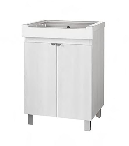 Mobile lavatoio a 2 ante in legno Bianco con vasca in ceramica 60x50 cm