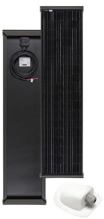 MOSCATELLI Placa Solar 120W SLIM Black Boost Monocristalino PERC kit solar completo para Camper con Perfil Integrado de Aluminio Negro para Montaje en el Techo - SIN REGULADOR