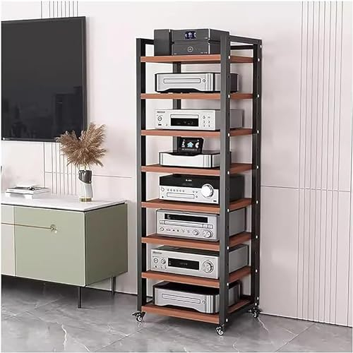 audio rack hifi regal Plattenspieler-Konsole mit 8 Ebenen – tragbarer Medienständer – freistehender moderner AV-Schrank mit verstellbarem Regal – stabiler Rack-Audioturm für Spielekonsolen, Soundbar,