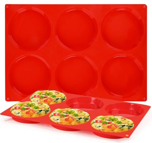 CAKETIME Molde grande para magdalenas, moldes de silicona para huevos para sándwiches de desayuno, molde grande de 4 pulgadas para hornear magdalenas inglesas, pasteles de Whoopie, pan de maíz,