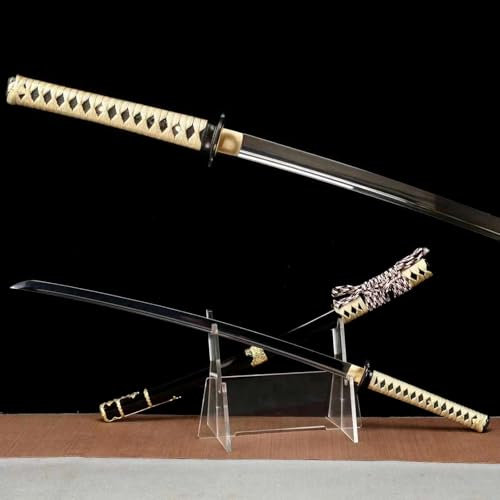 103cm handgefertigtes Samurai Swords,Klinge aus T10-Stahl und Metalldekoration,Scheide aus massivem Holz mit Lack,echtem Katana-Schwert für Kampfsport,Kendo-Training,Heimdekoration,Rollenspiele,Iaido