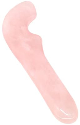 Healvian Strumento per Massaggio Gua Sha in Jade Rosa Naturale a Forma di Cucchiaio per Viso e Punto di Agopuntura, Massaggiatore Sicuro che Favorisce la Circolazione Sanguigna,