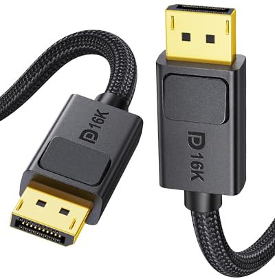 Silkland 54Gbps Cavo DisplayPort 2.1 3M [Certificato VESA], 8K@165Hz 4K@500Hz/360Hz/240Hz DP 2.1, HDR HDCP DSC 1.2a FreeSync G-Sync, Cavo DisplayPort per PC, monitor da gioco, GPU 5090 7900XTX