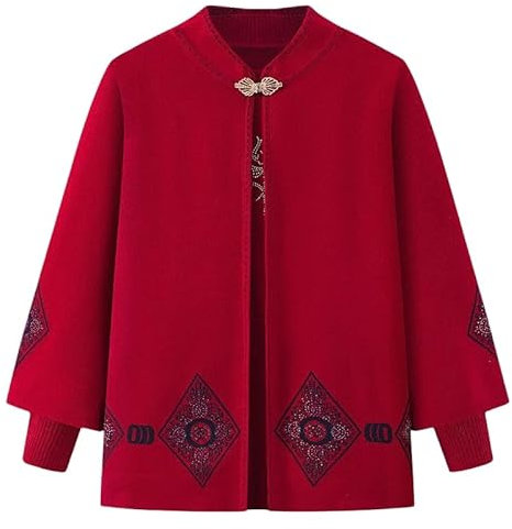 KIJSKKOPO Damen Strick Twin Sets, Lila, Offener Cardigan Mit Diamant Totem Muster, Langärmelig, Rundhalsausschnitt, Pullover, Pullover für Alte Dame, Oma, Winter, Warm, Elegantes Strick Co Ord Set