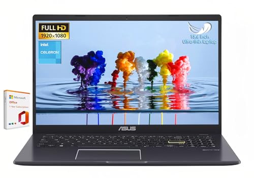 ASUS Ordinateur portable Vivobook go 15 L510, 15,6 FHD, processeur Intel Celeron N4020, 4 Go de RAM DDR4 128 Go de stockage, Microsoft 365 Personal 1 an inclus, ultra fin, Win 11 Home S