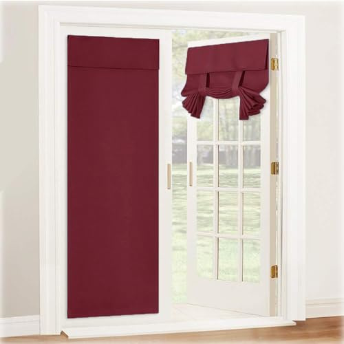 Kebinmaoyi Französische Türvorhänge, Verdunkelungsvorhänge, Polyestervorhänge, Sichtschutz und Dekoration, geeignet für Schlafzimmer, Wohnzimmer, Küche,Badezimmer Claret 66x203cm