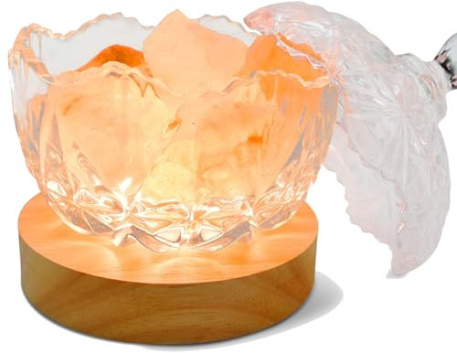 Kqpoinw 2-in-1 Sakura Scented Essential Oil Aromatherapy Diffuser Salt Lamp, USB Salt Stone Lamp with Glass Lid Scent