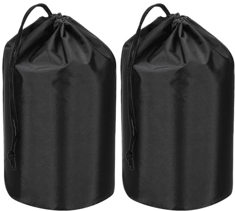 PATIKIL Saker säck, 2 st 30 x 61 cm vattentät utomhus förvaringssäck bärbar dragsko dammklaffväska lätt sovsäck för camping vandring resor, svart