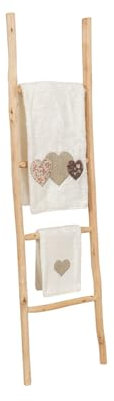 Biscottini Scala Decorativa in Legno Naturale - Porta Asciugamani, Porta Plaid, Arredo Rustico per Bagno, Soggiorno e Camera da Letto