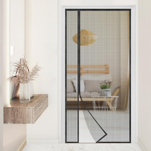 Magnetic Screen Door,Reversible Left or Right Side Opening, Mesh Door Screen Magnetic Closure,Keep Bugs Out,Pet and Kid Friendly, Fits Door Size 36 x 82